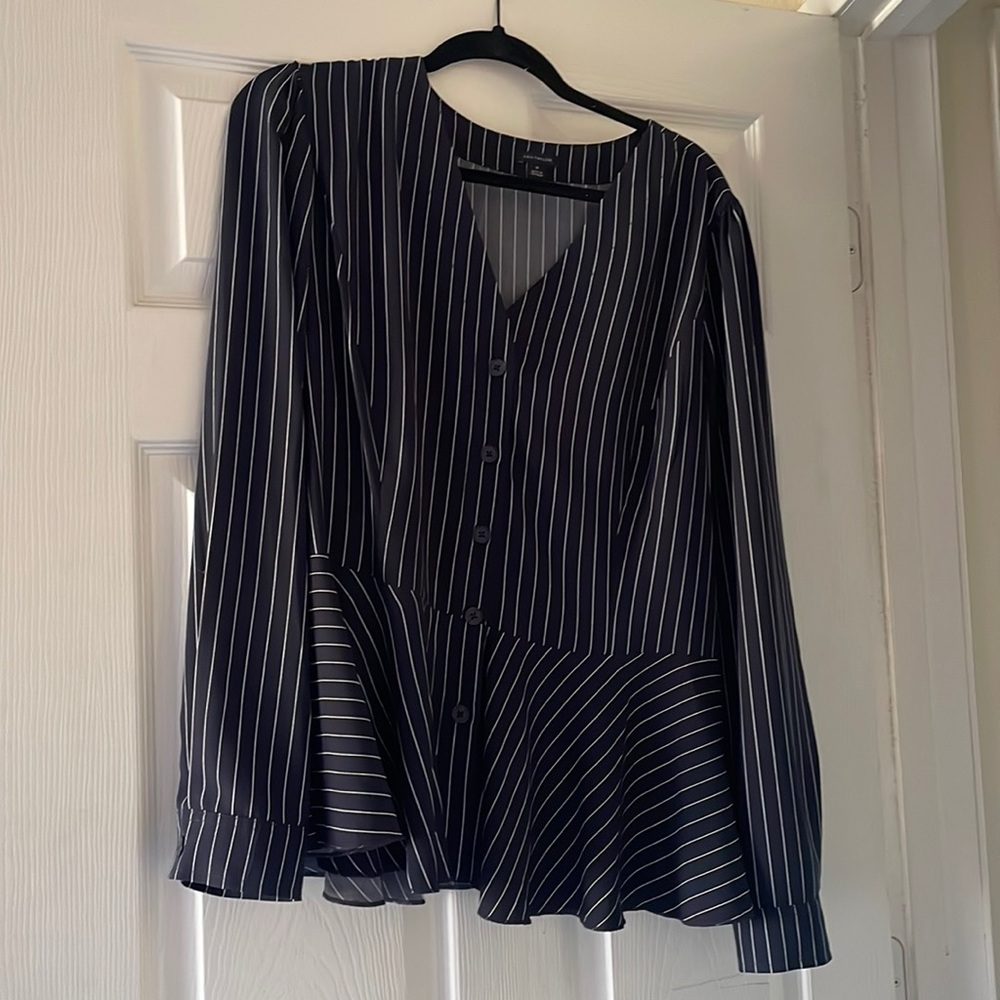 Black and white pinstripe Ann Taylor blouse